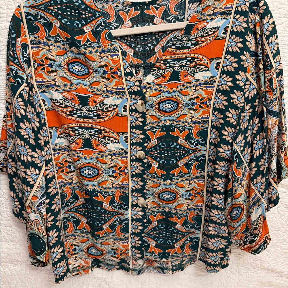 SHEIN Multicolor Paisley Floral Blouse